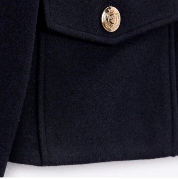 New Zara Cropped Gold Button Front Navy Jacket Blogger Fav NWT Small 3046/086 - Picture 12 of 16